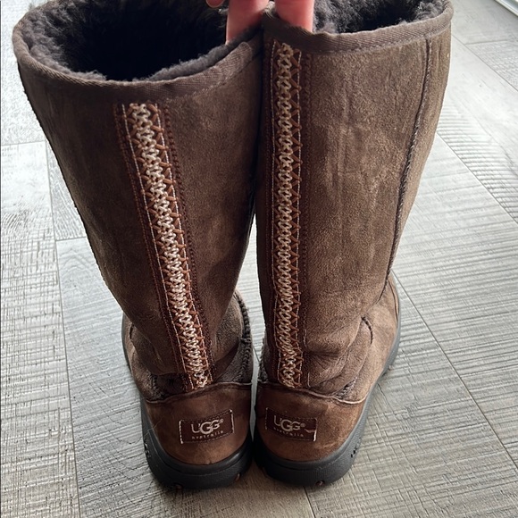 UGG ultimate tall braid real shearling Chocolate Suede Boots - Picture 2 of 7